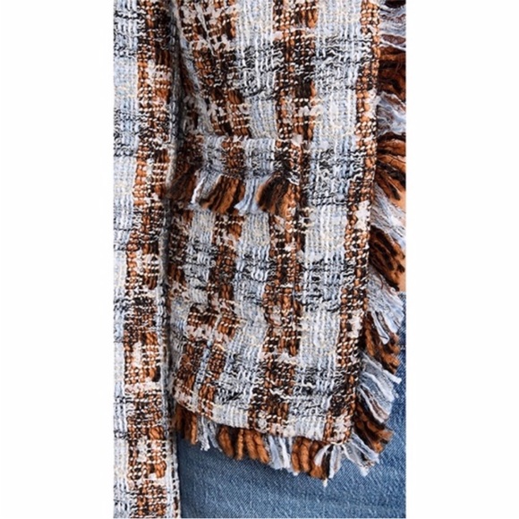 NEW L'Agence Angelina Tweed Blazer Blue/Orange Multi 0 - Picture 12 of 15